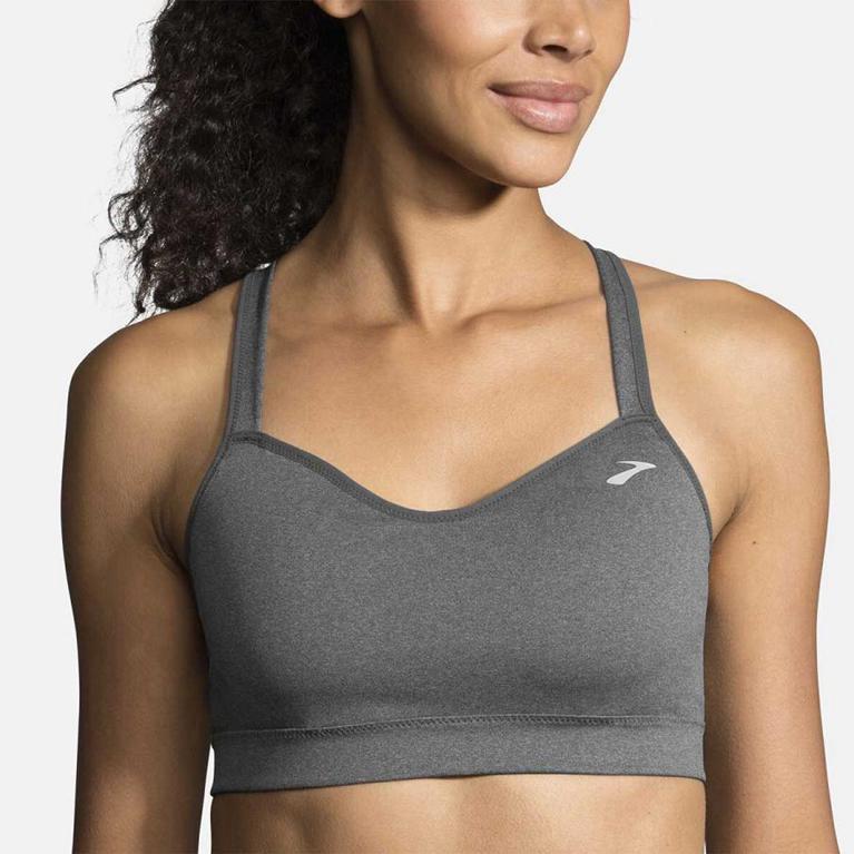 Brooks Uprise Crossback Running Bra - Women's - Grey (48957-JBDY)